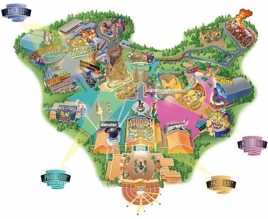 Карта Walt Disney Studios Park Карта Walt Disney Studios Park, парижский диснейленд